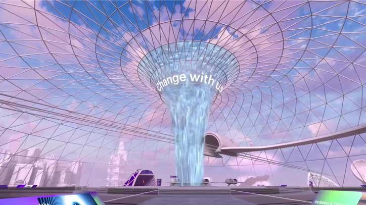 One Accenture Park — central waterfall dome environment